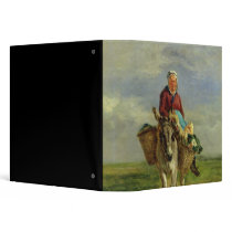 Country Woman Riding a Donkey 3 Ring Binder