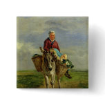 Country Woman Riding a Donkey Pinback Buttons