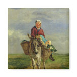 Country Woman Riding a Donkey Fridge Magnets