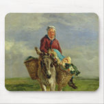 Country Woman Riding a Donkey Mouse Pad