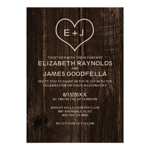 Country Wood Grain Wedding Invitations