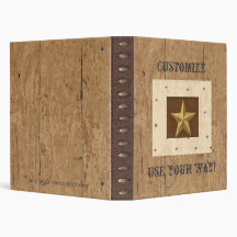 Country Wood/Star/Leather Print Avery Binder