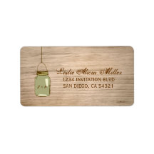 Country Wooden Rustic Mason Jar Address Labels