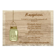 Country Wooden Rustic Mason Jar Reception Card Personalized Announcements