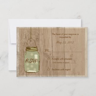 Custom Wedding Stickers on Country Wooden Rustic Mason Jar Wedding Rsvp Personalised Invitations