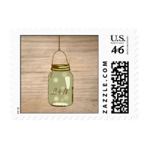 Country Wooden Rustic Mason Jar Wedding Stamps