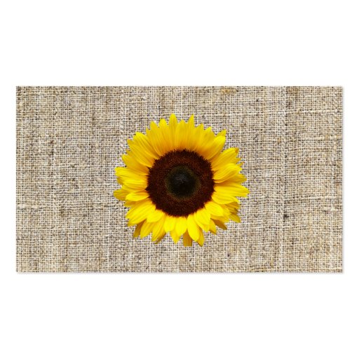 country  yellow Sunflower burlap business cards (back side)