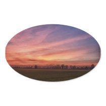 Countryside Sunset Skies Oval stickers stickers
