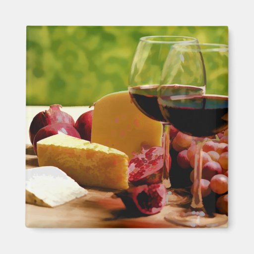 Countryside Wine, Cheese & Fruit Fridge Magnets