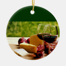 Countryside Wine, Cheese & Fruit Christmas Tree Ornaments