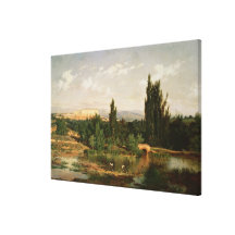 Countryside with a River, Manzanares Stretched Canvas Print