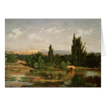 Countryside with a River, Manzanares Greeting Cards