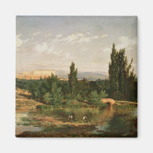 Countryside with a River, Manzanares Fridge Magnet