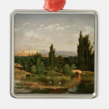 Countryside with a River, Manzanares Christmas Ornament