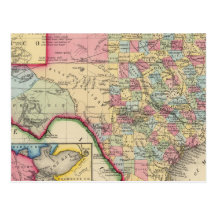 County Map Of Texas Postcards