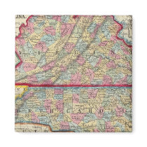 County Map Of Virginia, and North Carolina Fridge Magnets