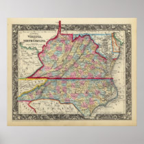 County Map Of Virginia, and North Carolina