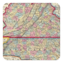 County Map Of Virginia, and North Carolina Stickers