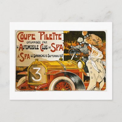 Coupe Pilette Vintage Spanish Automobile Poster Postcards by