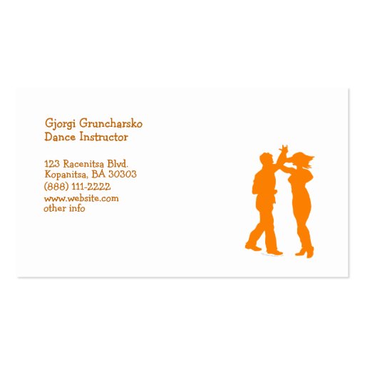 Couple Dance Spin Dancing Silhouette Business Cards (back side)
