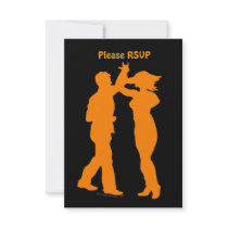 Couple Dance Spin Dancing Silhouette Personalized Invites
