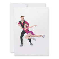 couple figure skating illustration personalized invite