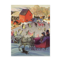 Couple in a Christmas Sleigh, Love and Romance Post Card