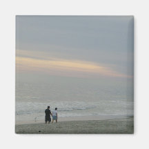 Couple In Love Walking on Beach Fridge Magnets