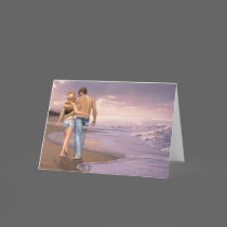 Couple in Love Walking on Beach into the Sunset cards
