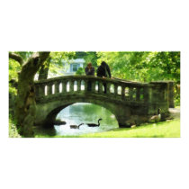 Couple on Bridge in Park Customized Photo Card