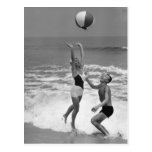 Couple Playing with a Beachball Postcard