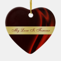 Couple"s Red Silk Valentines Day Heart Ornament