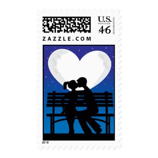 Couple Silhouette Moon stamp