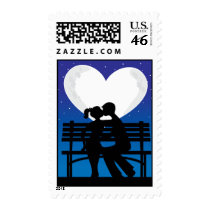 Couple Silhouette Moon Postage