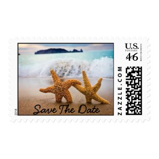 Couple Starfish on the beach..Save The Date stamp
