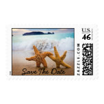 Couple Starfish on the beach..Save The Date Postage Stamps