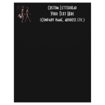 Couple Traveling X-Ray Skeletons - Red Letterhead Design