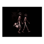 Couple Traveling X-Ray Skeletons - Red Post Cards