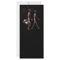 Couple Traveling X-Ray Skeletons - Red Full Color Rack Card