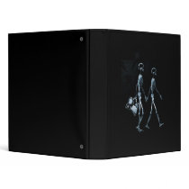 Couple Traveling X-Ray Vision Skeletons - Blue Binder