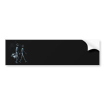 Couple Traveling X-Ray Vision Skeletons - Blue Bumper Sticker