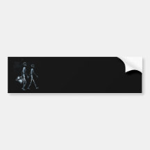 Couple Traveling X-Ray Vision Skeletons - Blue Bumper Sticker