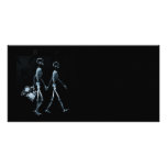 Couple Traveling X-Ray Vision Skeletons - Blue Customized Photo Card