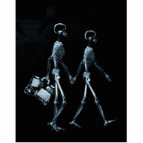Couple Traveling X-Ray Vision Skeletons - Blue Acrylic Cut Out