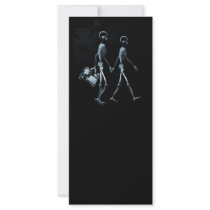 Couple Traveling X-Ray Vision Skeletons - Blue Rack Card