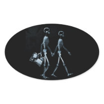 Couple Traveling X-Ray Vision Skeletons - Blue Stickers