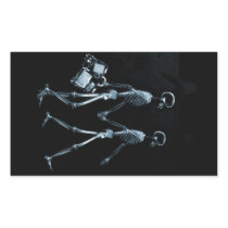 Couple Traveling X-Ray Vision Skeletons - Blue Rectangle Sticker