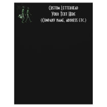 Couple Traveling X-Ray Vision Skeletons - Green Letterhead