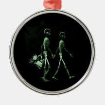 Couple Traveling X-Ray Vision Skeletons - Green Ornament