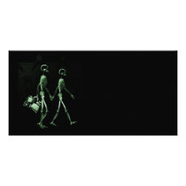 Couple Traveling X-Ray Vision Skeletons - Green Personalized Photo Card